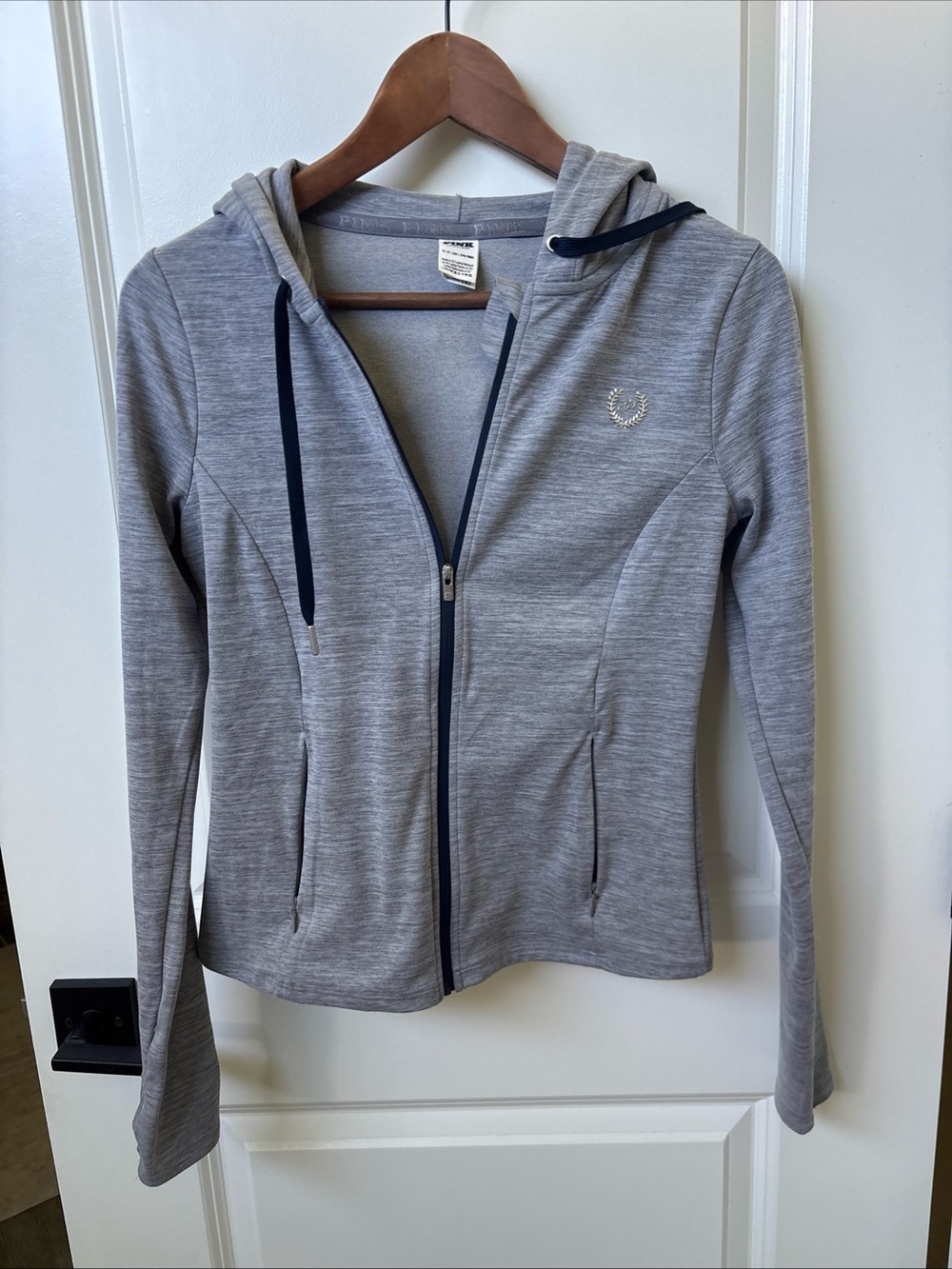 Victoria's Secret PINK Grey Full-Zip Athletic Hoodie Size Small